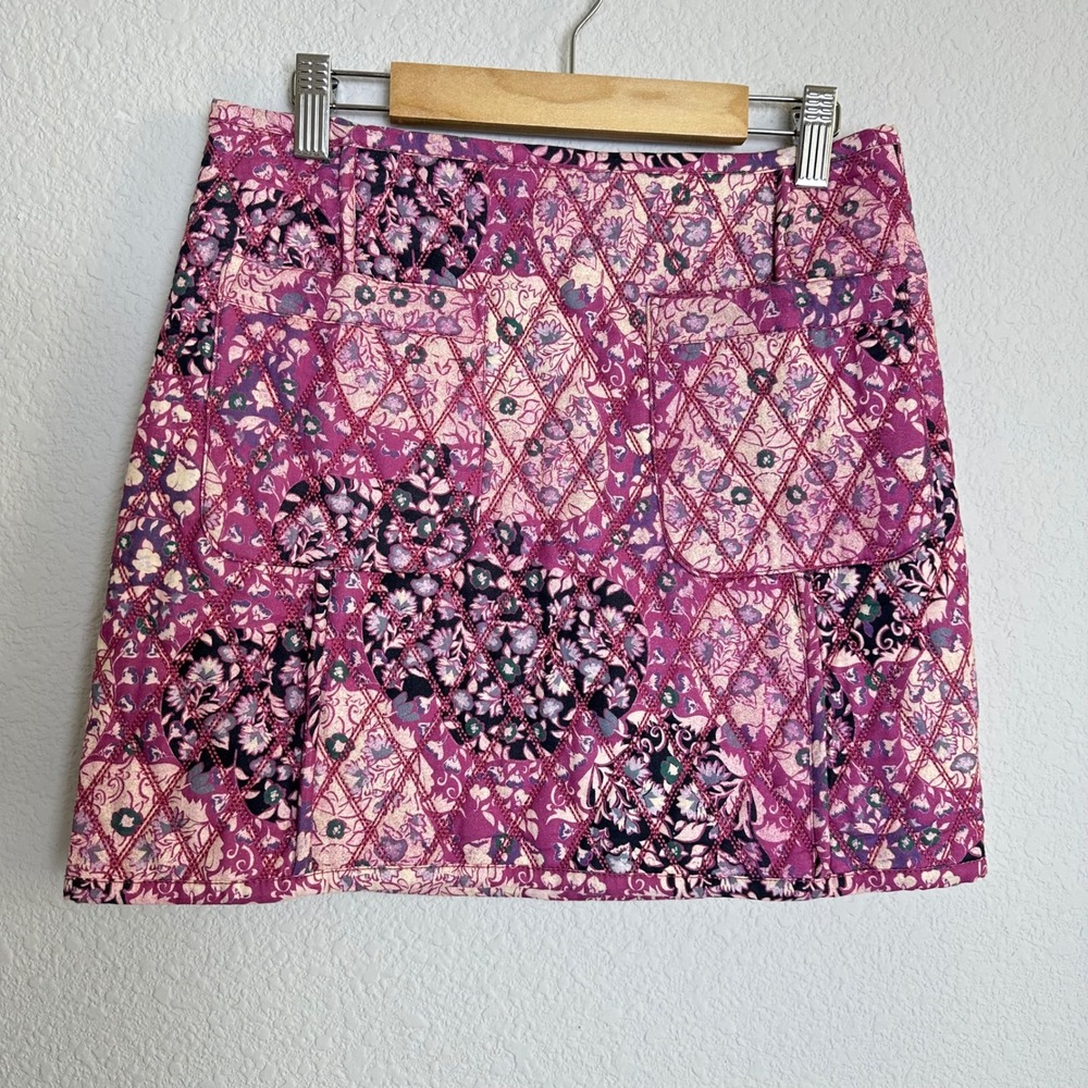 Free People Sweetheart Combo Tapestry Mini Skirt Rose Pink‎ Floral Quilted Boho